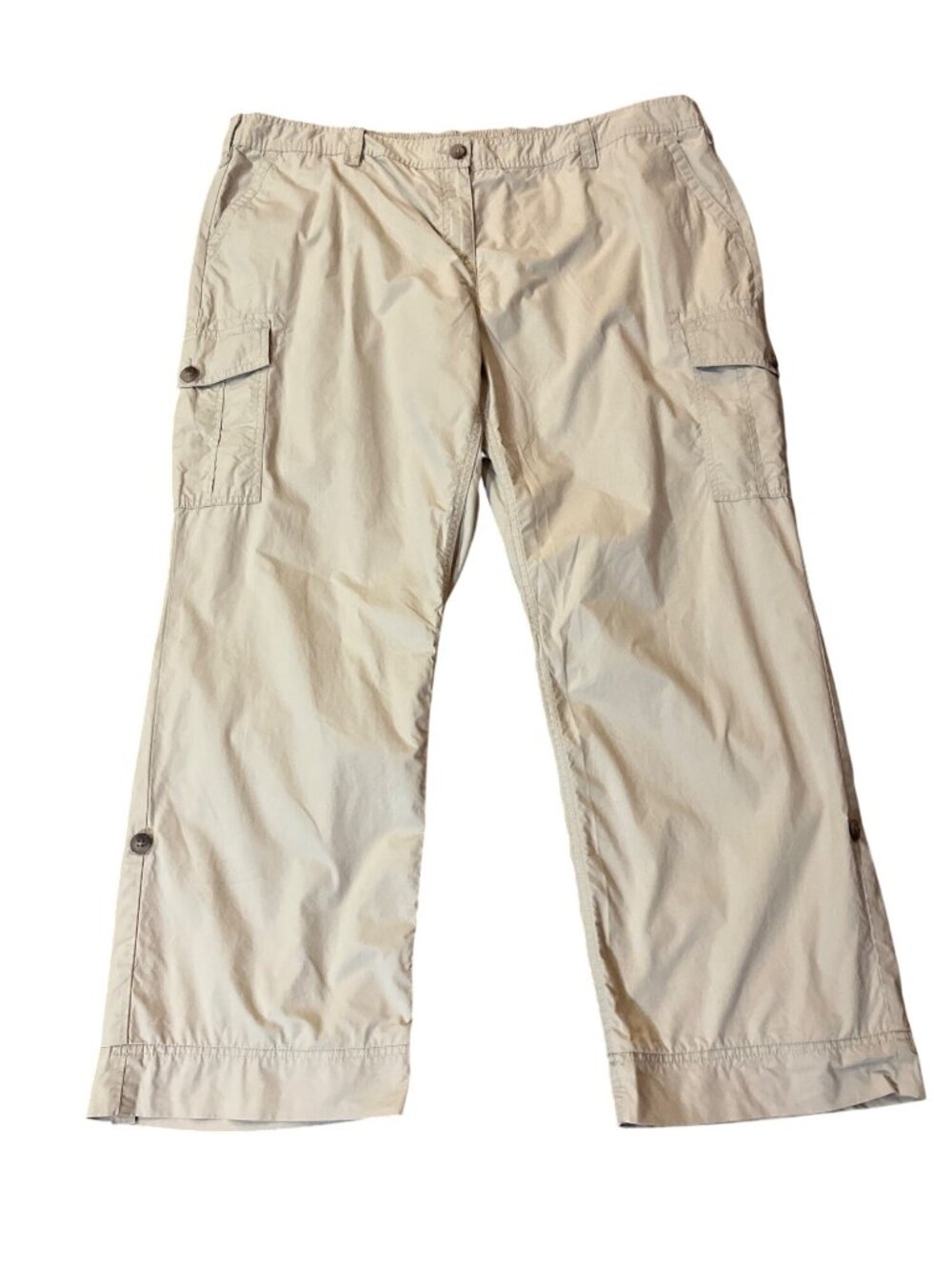Lands' End Womens 24W Khaki Cargo Pants Elastic Waist Cotton Hiking Used - Picture 3 of 16